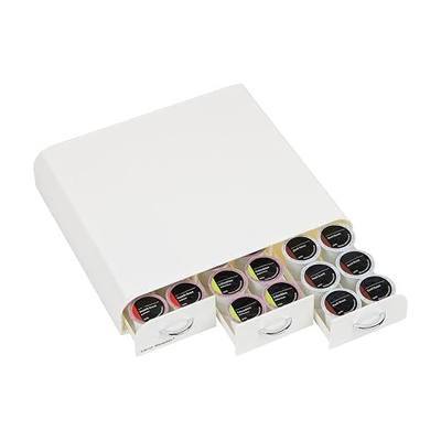 Mind Reader Single Serve Coffee Pod Organizer with 3 Drawers, 36 Pod Capacity, Countertop , 12.25"L x 13.5"W x 2.5"H, White