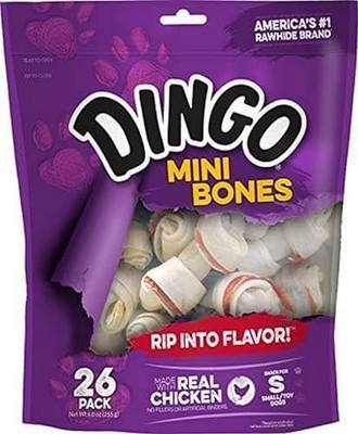 Dingo Mini Bones, Rawhide For Small/Toy Dogs, 26-Count