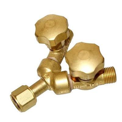 Western Enterprises 112 Valved "Y" Connections, 200 PSIG, Brass, LH, 9/16" - 18, Female/Male Connection, 0.5 Length, B-Size