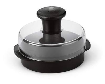 Weber Original Burger Press, Black – Creates Perfect Flat 1/4 lb & 1/2 lb Patties with Built‑in Dimple, Detachable Handle & Nylon Grip - Grill Accessory
