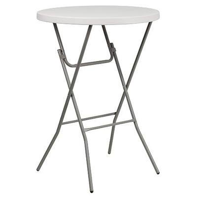 Flash Furniture Kathryn 31.5" Round All-Occasion Folding Bar Height Table for Parties and Commercial Events, Plastic Bar Height Folding Table, White
