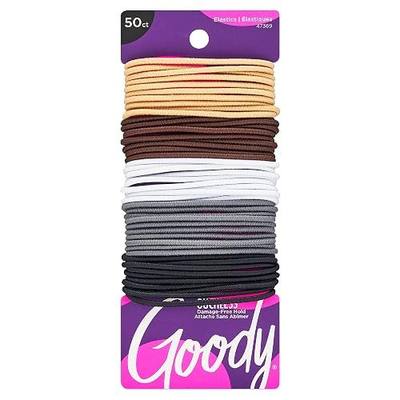 Goody Ouchless Elastic Hair Ties - 50 Ct, Assorted Neutrals, 2MM Rubber Bands for Hair, Pain-Free Hair Accessories for Women & Men, Made for Long-Lasting Braids, Ponytails & More, For Fine Hair