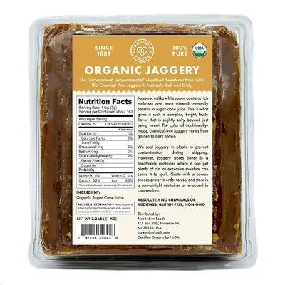 2.2 Lbs. Organic Jaggery - Pure Indian Foods(R) Brand - Known As Gur, Gud or Panela - Raw Wholesome Brown Sugar