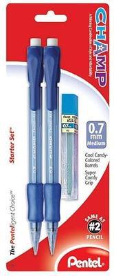 Pentel Champ Starter Set with Automatic Pencil with Lead, (0.5mm), Assorted, 2 Pack (A2CBP)