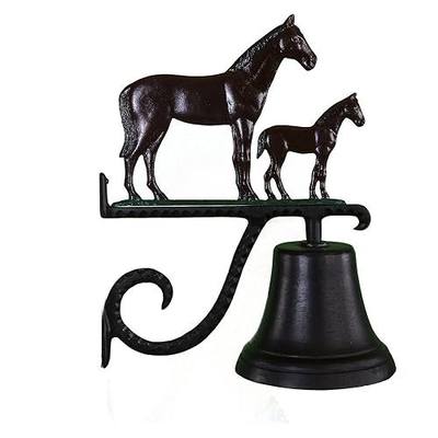 Montague Metal Products 7.75″ Diameter Cast Bell with Ornament, Hanging Bell, Dinner Bell, Heavy Duty Cast Aluminum (Mare and Colt)