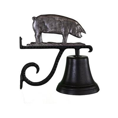 Montague Metal Products 7.75″ Diameter Cast Bell with Ornament, Hanging Bell, Dinner Bell, Heavy Duty Cast Aluminum (Pig)