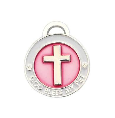 Pet Collar Charm, Cross, Small, Pink