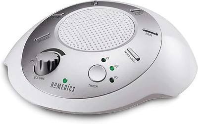 Homedics SoundSleep White Noise Sound Machine, Silver, Small Travel Size with 6 Relaxing Nature Sounds, Portable Therapy for Home, Office, Nursery, Auto-Off Timer