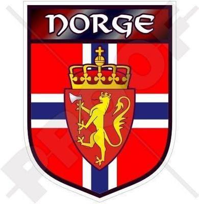 NORWAY Norwegian Shield NORGE 100mm (4") Vinyl Bumper Sticker, Decal.
