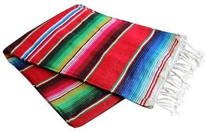 Del Mex Mexican Serape Blanket (Small, Red)