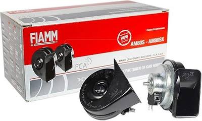 Fiamm Electromagnetic Horn. 12v Trumpet Horn with Relay, 2 Terminal.am80s (Pair)