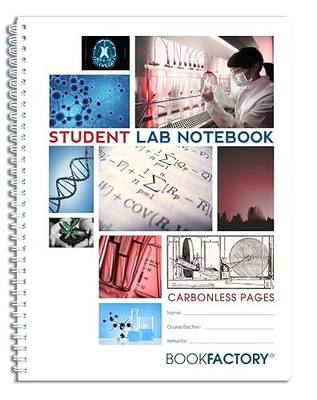 BookFactory Carbonless Student Lab Notebook, 50 Sets of Duplicator Pages | Scientific Grid Pages, Durable Translucent Cover, Wire-O Binding, 8.5'' X 11'' - Made in USA
