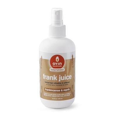 Oyin Handmade Frank Juice Herbal Leave-In Spray | 8 oz | Frank & Myrrh scent. Herbal tea blend for coily, curly & natural hair. Lightweight daily moisturizer. Petroleum-free.