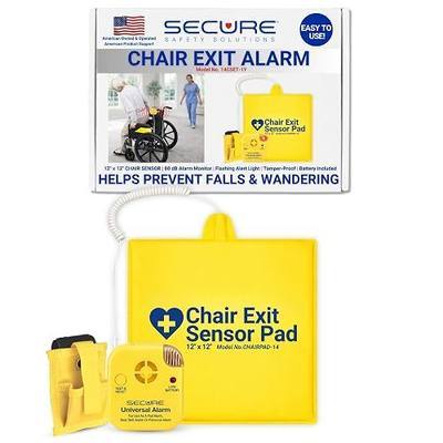 Secure Safety Solutions Chair Exit Alarm for Elderly Dementia Patients | 12"x12" Pressure Sensor Pad, 80 dB Caregiver Alert Monitor, Wandering & Fall Prevention for Seniors, Adults, Wheelchair