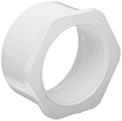 Spears 438 Series PVC Pipe Fitting, Bushing, Schedule 40, White, 1-1/2" Spigot x 1" NPT Female