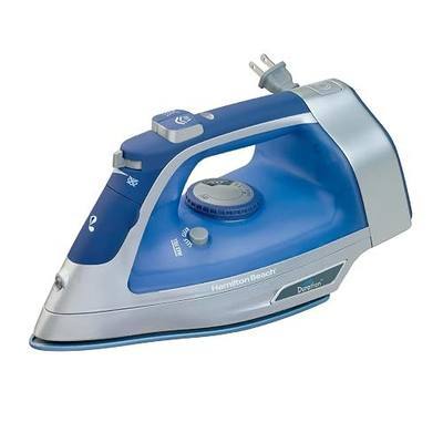 Hamilton Beach Steam Iron For Clothes With Adjustable Steam Settings | Scratch-Resistant Durathon Soleplate | 8’ Retractable Cord | 3-Way Auto Shutoff | Anti-Drip | 1500 Watts | Blue