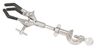 Eisco Lab Clamp for Lab Stand, Beaker Holder or Flask Clamp - Heat Resistant PVC Coated Prongs for Holding Objects up to 3.5 Inch Diameter - Boss Head Connects to Lab Stand Rods