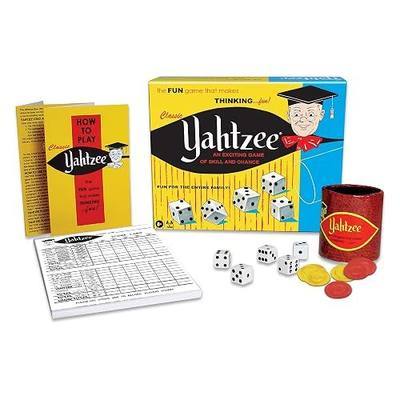 Winning Moves Classic Yahtzee, with Retro Art and Dice Cup | Exciting Game of Skill and Chance, Original Components, 2 or More Players, Ages 8+
