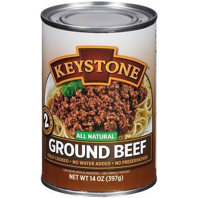 Keystone All Natural Ground Beef 14 Ounce Long Term Emergency Survival Food Canned Meat | Fully Cooked Ready to Eat | Gluten Free Family Pack of 1