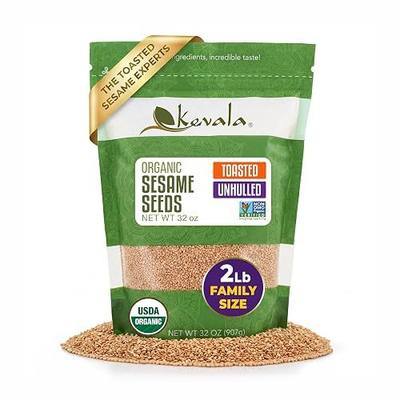 Organic Toasted Sesame Seeds (Unhulled) - Gluten-Free Topping for Asian Dishes, Ready to Eat Straight From the Bag, Roasted Seeds Great for Baking and Cooking at Home, Resealable Bag, 32 oz, 2 lb