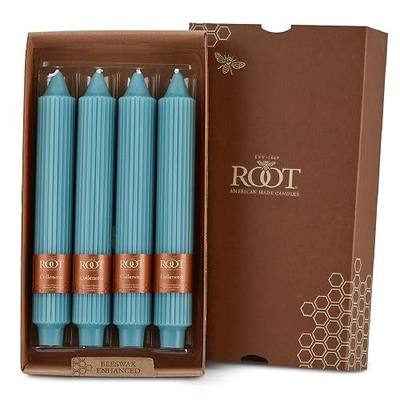 Root Candles 4-Count Unscented Dinner Candles Dripless Beeswax Enhanced Grecian Collenette Boxed Candle Set, 9-Inch, Skye
