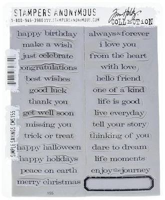 Stampers Anonymous Tim Holtz Cling Rubber Stamp Set, 7 by 8.5-Inch, Simple Sayings