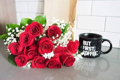 From You Flowers One Dozen Long Stemmed Red Roses in Glass Vase - 12 Fresh Flowers Delivered for Anniversary & Romantic Gifts
