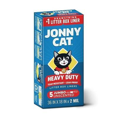 Jonny Cat Litter Box Liners: Heavy Duty - Tear & Leak Resistant - Drawstring Close - Jumbo, 5 Count
