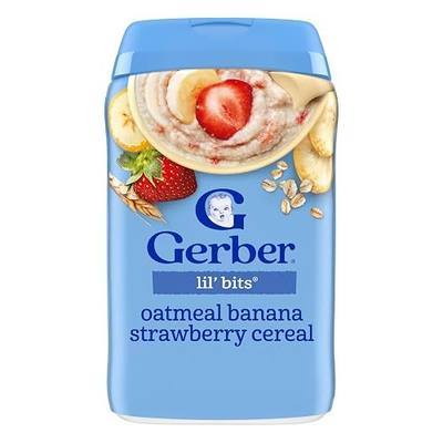 Gerber Stage 3 Baby Food, Oatmeal Banana Strawberry Cereal, Whole Grains, Iron, Baby Oatmeal Cereal