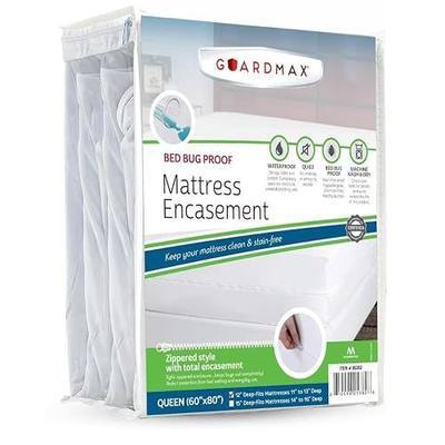 Guardmax Queen Mattress Protector Cover Zippered | 100% Waterproof Bed Bug Encasement | Soft, Hypoallergenic and Breathable | Queen Size (60"x80")