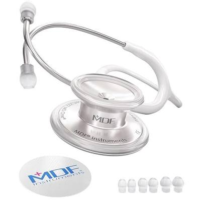 MDF Instruments, MD One Stainless Steel Stethoscope, Adult, White Tube, Silver Chestpieces-Headset, MDF77729