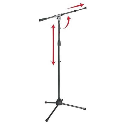 Gator Frameworks Standard Tripod Mic Stand with Boom Arm (GFW-MIC-2020) | Built for the stage and studio, a soft grip twist clutch makes for smooth height adjustments, fits both US and Euro Mic Clips