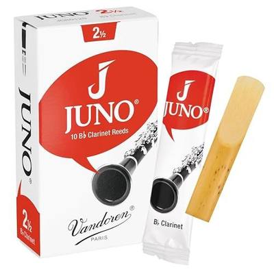 Vandoren JUNO Bb Clarinet Reeds, Strength 2.5, Box of 10, JCR0125