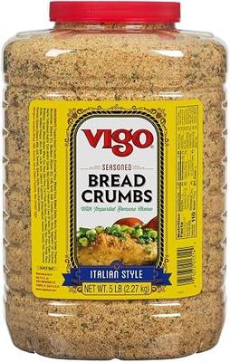 Vigo Italian Style Seasoned Bread Crumbs, with Imported Roman Cheese, 5 Pound (Pack of 1)
