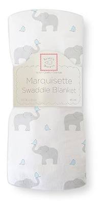 SwaddleDesigns Marquisette Receiving Swaddle Blanket for Baby Boys & Girls, Soft Premium Cotton Muslin, Best Shower Gift, Elephant and Pastel Blue Chickies, Parent Picks Award Winner Small