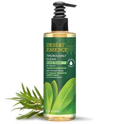 Desert Essence Thoroughly Clean Face Wash, Tea Tree Oil, 8.5 fl oz | Gentle Castile formula removes excess oil and impurities without over-drying; vegan and cruelty-free for oily skin