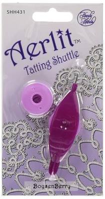 Handy Hands Aerlit Tatting Shuttle with 2 bobbins SHH431, Boysenberry