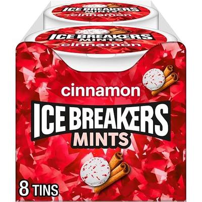ICE BREAKERS Cinnamon Sugar-Free Mints Tins, 1.5 oz, 8 ct | Cinnamon Sugar-Free Mints with Flavor Crystals, Pocket Tins for Car, Desk, Lunch Box and Fresh Breath, 8 ct