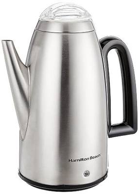 Hamilton Beach 12 Cup Electric Percolator Coffee Maker with Cool Touch Handle, Vintage Spout, Stainless Steel (40614R)