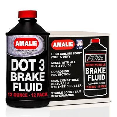 AMALIE DOT 3 Brake Fluid 12oz (160-65031-92), Heavy Duty Drum & Disc Brake Fluid for Cars, Trucks & Motorcycles with Corrosion Protection & Long-Term Stability, Made in USA, Pack of 12