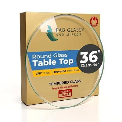 36" Inch Round Glass Table Top 3/8" Thick Tempered Beveled Edge by Fab Glass and Mirror
