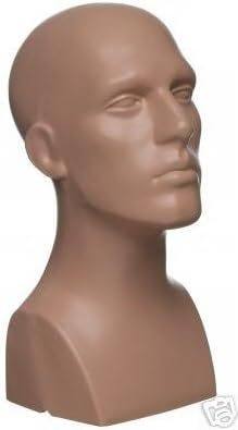 15" Tall Male Mannequin Head Durable Plastic Flesh (50013)