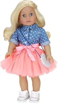 Sophia's s Doll Sequin Tennis Sneaker with Laces and Imitation Leather Toe Cap Shoes for 18" Dolls, Silver