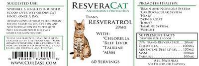ResveraCat Anti Aging Cat Formula 99% Trans Resveratrol Powder, MSM, Taurine, Chlorella, Beef Liver