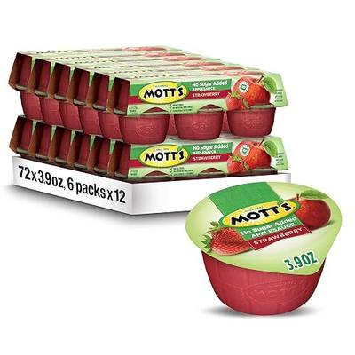 Mott's No Sugar Added Strawberry Applesauce, 3.9 Ounce Cup, 6 Count (Pack of 12)