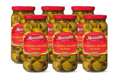 Mezzetta Jalapeño Stuffed Olives - Locally Grown Peppers from Napa Valley - Perfect Appetizer or Cocktail Addition - Crisp & Savory Green Fruits with Heat - Shipped Fresh - 10 Oz Jar - Pack of 6
