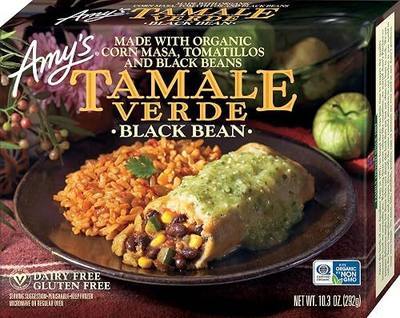 Amy's Frozen Meals, Black Bean Tamale Verde, Made With Organic Corn Masa, Tomatillos and Black Beans, Gluten Free Microwave Meals, 10.3 Oz