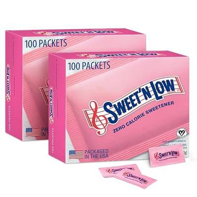 Sweet'N Low Zero-Calorie Sweetener | Contains Saccharin, Sugar Substitute, Keto, Vegan, Gluten-Free | Great for Cooking, Baking, Coffee, Tea, Hot/Cold Beverages | 100 Packets (Pack of 2)