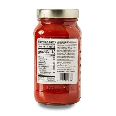 DeLallo Fat-Free Marinara Pasta Sauce, Made with Roma Tomatoes, Homestyle Pasta Sauce Recipe, Non-GMO, Gluten Free, Rich Vibrant Flavor, 24 oz Jar (6-Pack)
