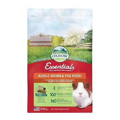 Oxbow Essentials Adult Guinea Pig Food, Timothy Hay Pellets, USA, 5 lb | Guinea Pig Pellets, Vitamin C For Guinea Pigs, Stabilized, High Fiber, Made in USA, Uniform Food, Prevents Selective Feeding